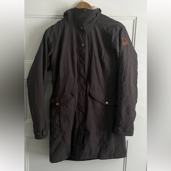 COLUMBIA Women's Grey Long Line Sherpa Hood Outdoor Parka Jacket Coat Small - Picture 7 of 7